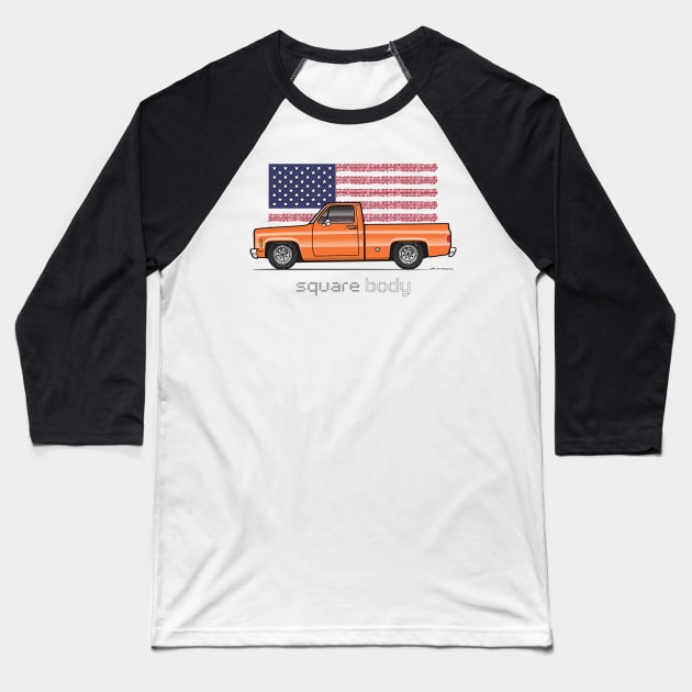 orange square body Baseball T-Shirt by JRCustoms44